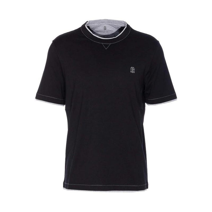 Brunello Cucinelli Logo Layered Short Sleeve T-Shirt for Men