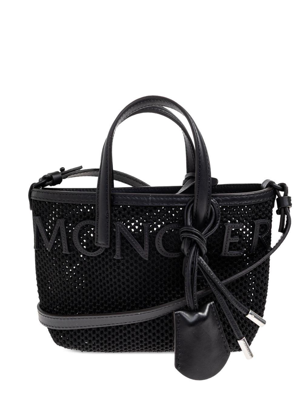 Moncler Black Leather Shoulder Tote Bag