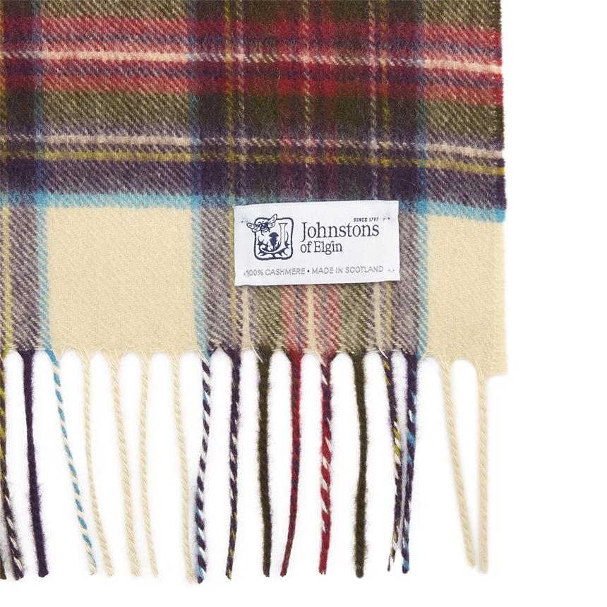 Johnstons of Elgin Tartan Cashmere Scarf Unisex KU0010 HESSIAN
