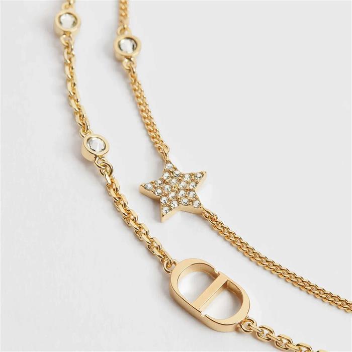 DIOR Petit CD Double Necklace Gold-Tone Metal Pendant