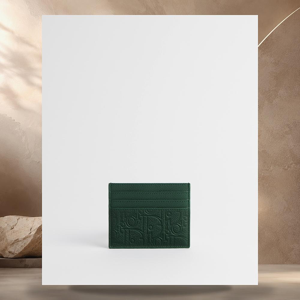 DIOR Deep Green Dior Gravity Leather Card Holder