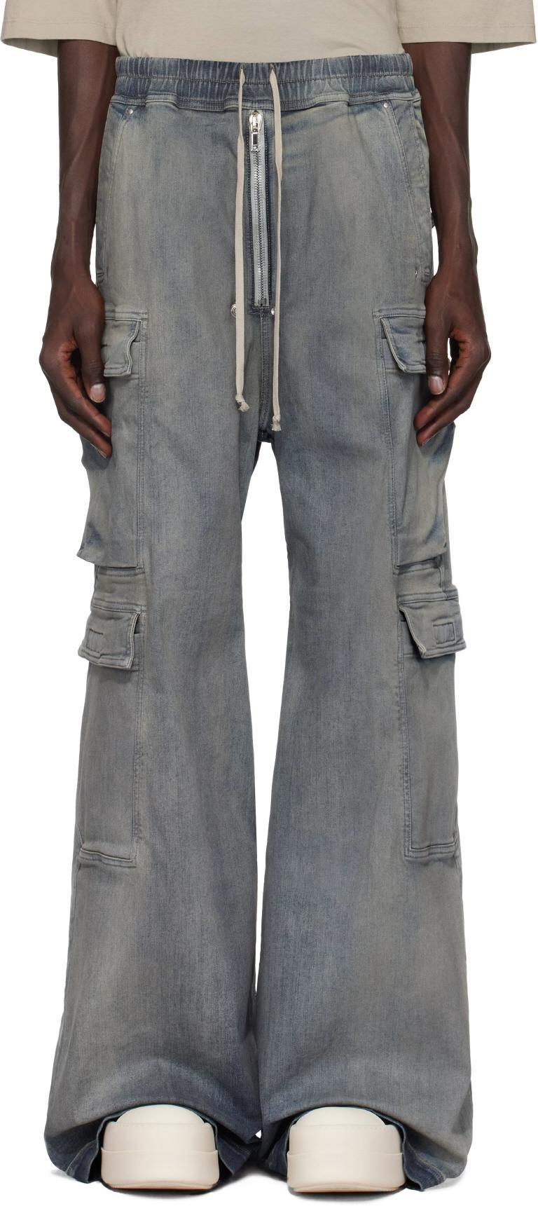Rick Owens DRKSHDW Double Cargo Jumbo Belas Sky Stretch Denim P DU02D2398 SKY 46
