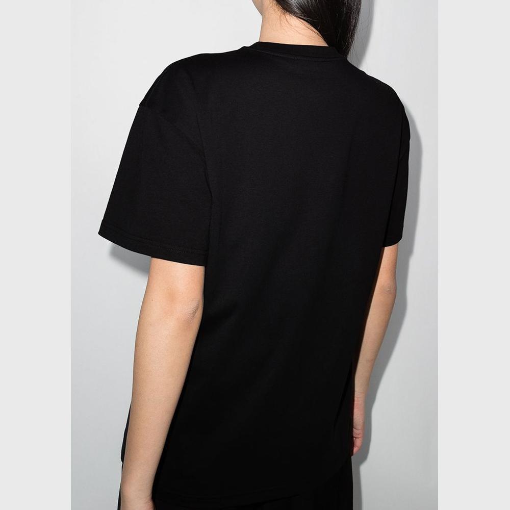 JW ANDERSON Strawberry Embroidered Black Cotton T-Shirt