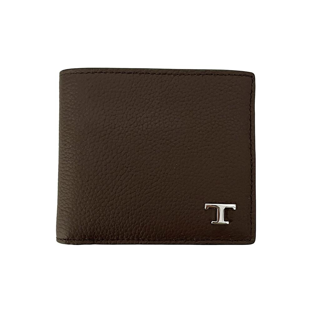 Tods Timeless Logo Bifold Wallet Brown Leather Men’s