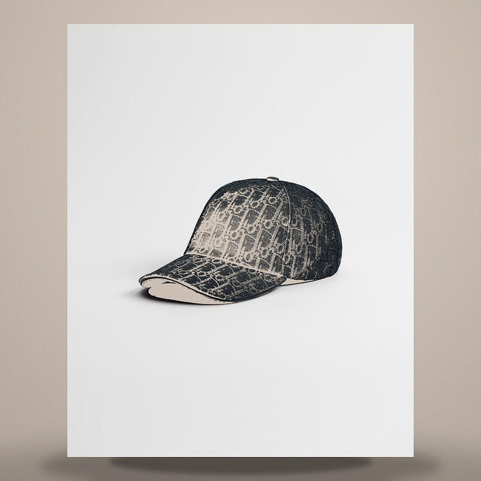 DIOR Black Cotton Jacquard Oblique Cap 543C903E3014C900
