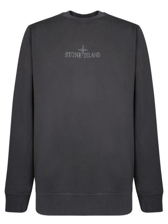STONE ISLAND Cotton Fleece Institutional Print Crewneck Sweatshirt