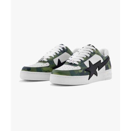 BAPE Low-Top Leather Sneakers for Men 001FWL301308MGRN GREEN DOM