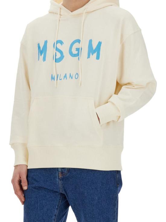 MSGM Ivory Logo Hooded Sweatshirt for Women 3640 MM5152 4700002