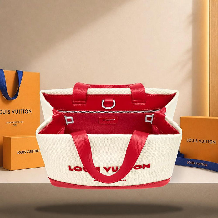 Louis Vuitton Ecru White Red Sprint Mini Shopper Tote Clutch M29322