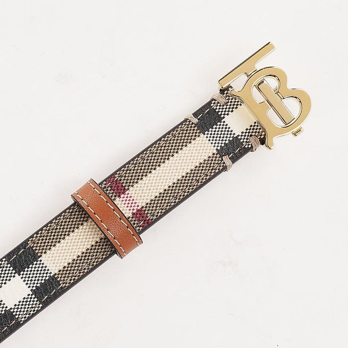 BURBERRY Women’s Thin Check TB Leather Belt