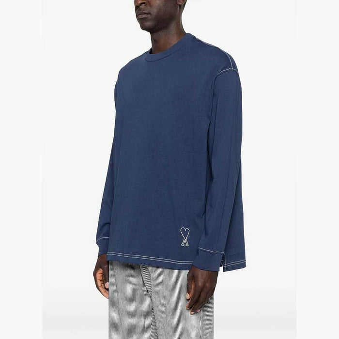 AMI Topstitch Ami de Coeur Long Sleeve T-Shirt