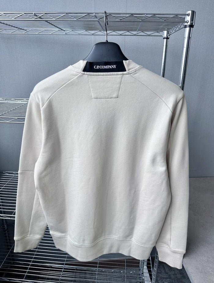 CP Company Lens Patch Crewneck Sweatshirt Cream Unisex