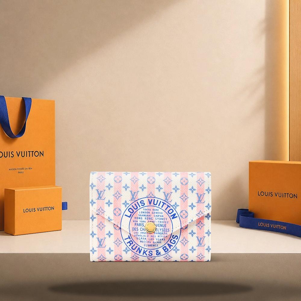 Louis Vuitton Victorine Wallet LV Stamp Blue Compact Wallet M29461