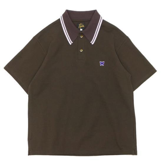 NEEDLES Short Sleeve Polo Shirt for Men SX442 BROWN DOM