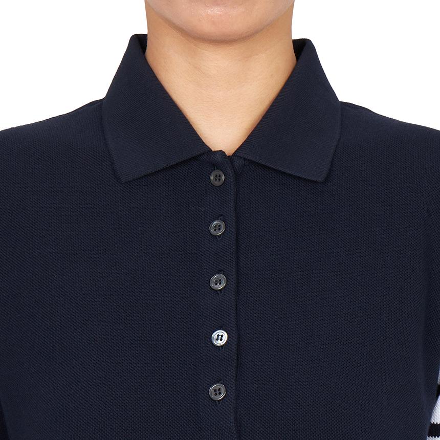 THOM BROWNE Women’s Polo Short Sleeve T-Shirt Navy Cotton