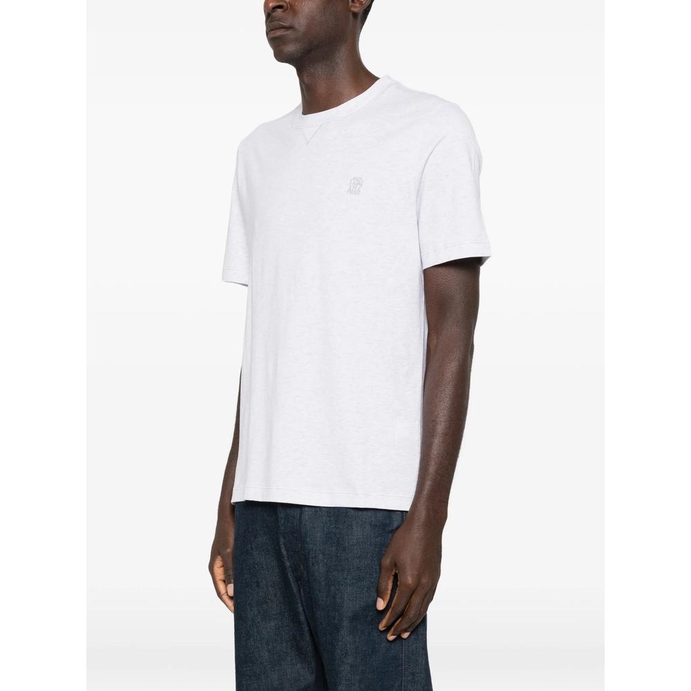 Brunello Cucinelli Men's Short Sleeve Logo Embroidered T-Shirt