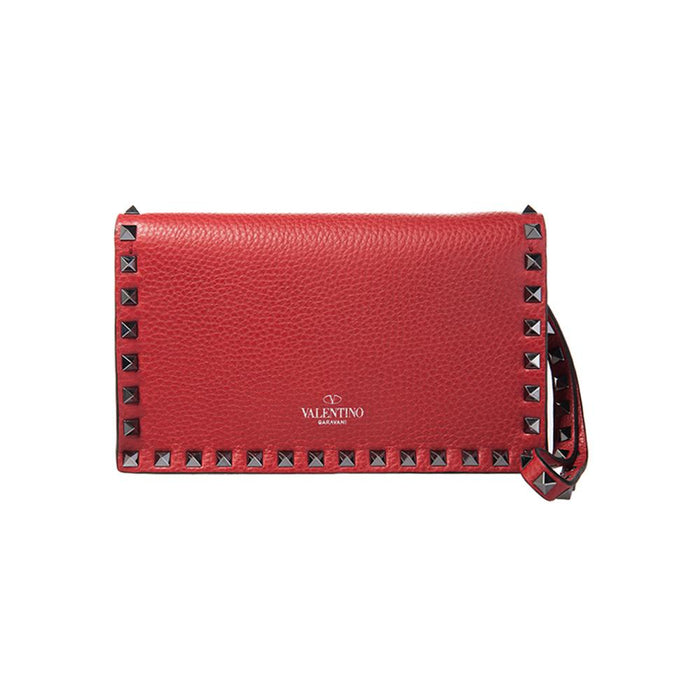 VALENTINO Rockstud Red Leather Anniversary Clutch Bag
