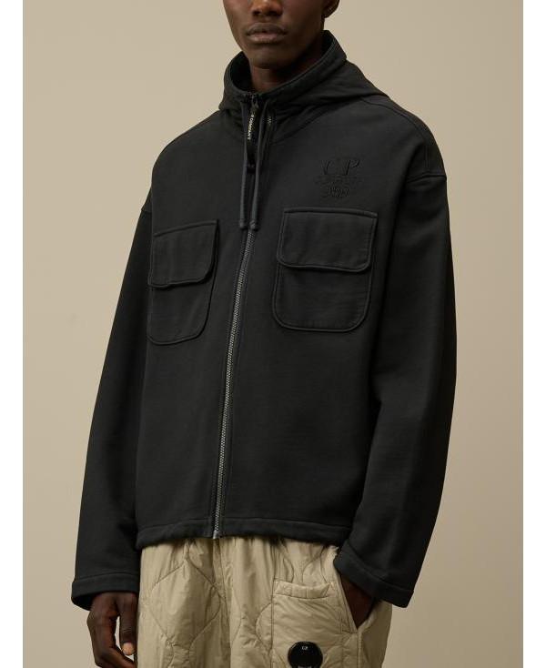 CP Company Brushed Emerized Diagonal Fleece Hoodie for Men