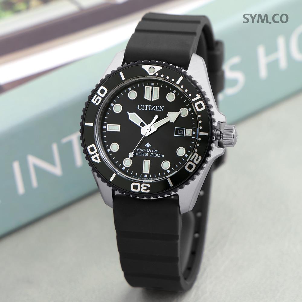 CITIZEN Promaster Diver Marine Series Men’s Rubber Watch Black BN0266 07E