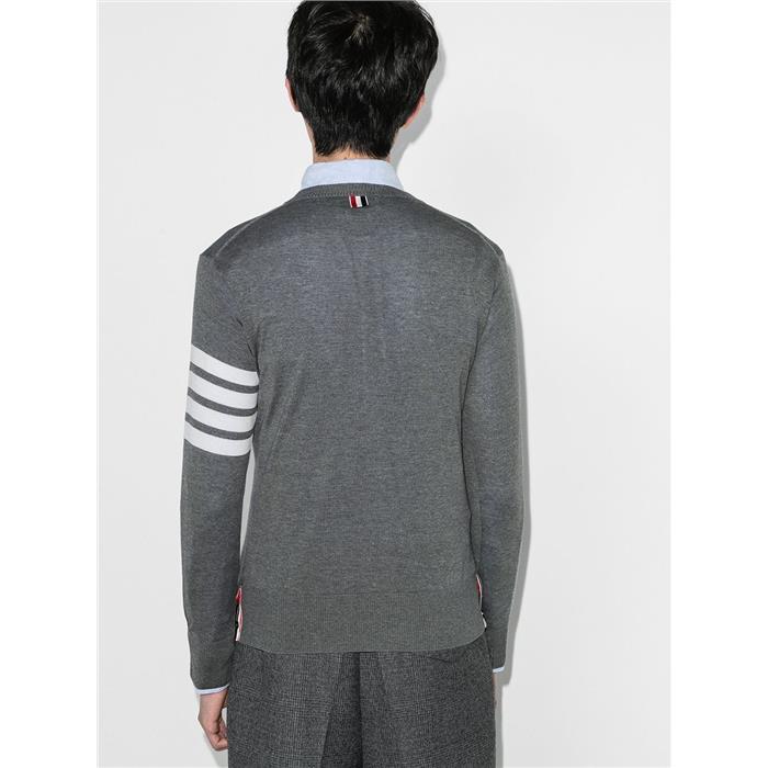 THOM BROWNE Merino Wool Armband Stripe Classic Crewneck Sweater MKA002A