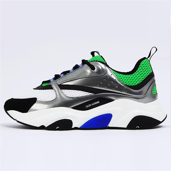 DIOR White Mesh Leather B22 Low-Top Sneakers