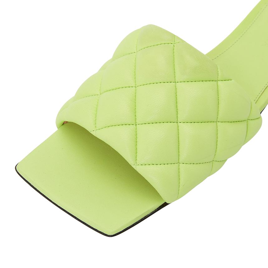 Bottega Veneta Padded Leather Green Slide Sandals Women