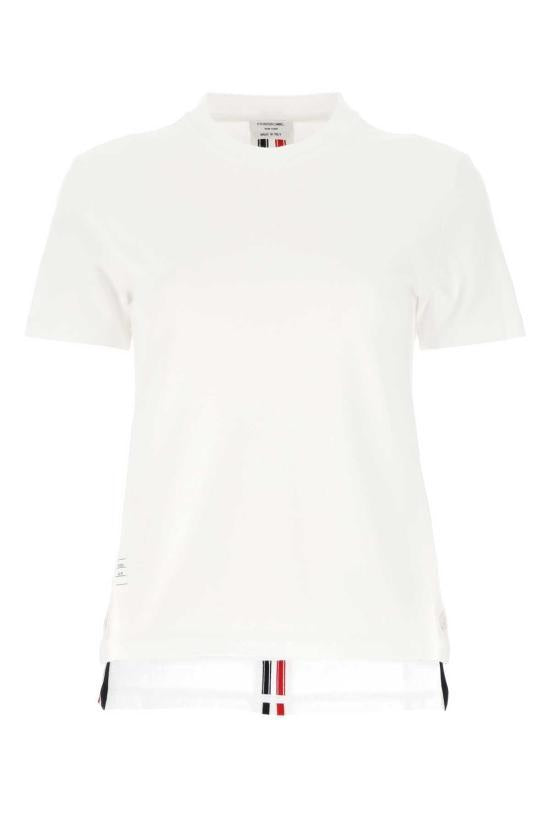 THOM BROWNE Classic Cotton Piqué Relaxed Fit Center Stripe Short Sleeve T-Shirt