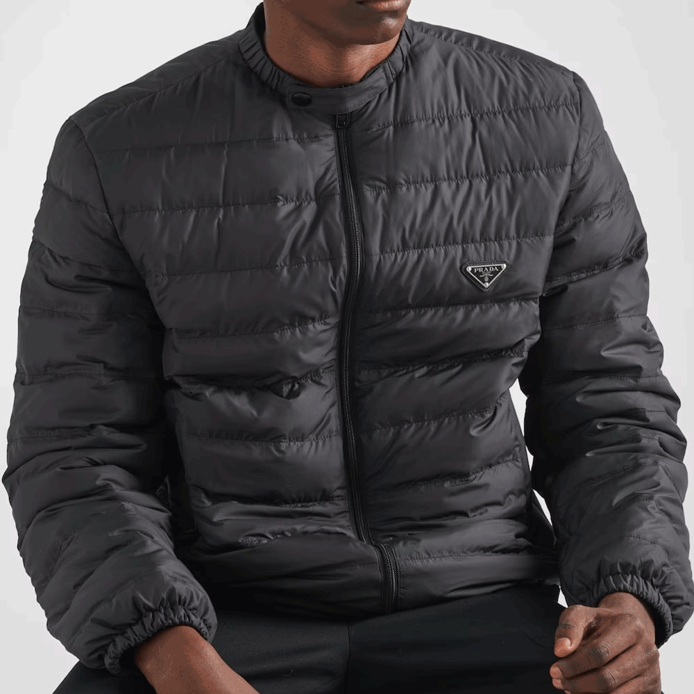 PRADA Men’s Short Down Puffer Jacket with Triangle Logo SGC699 1WQ9 F042