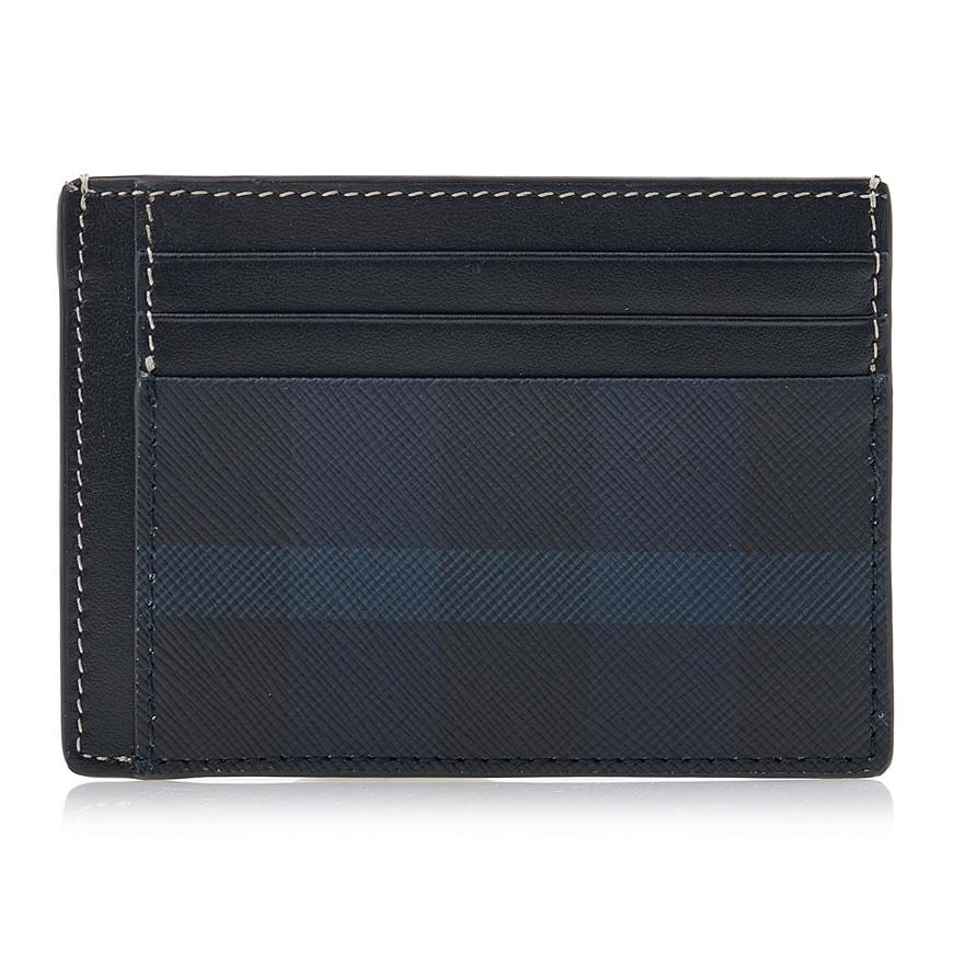 BURBERRY Black Leather Money Clip Card Holder