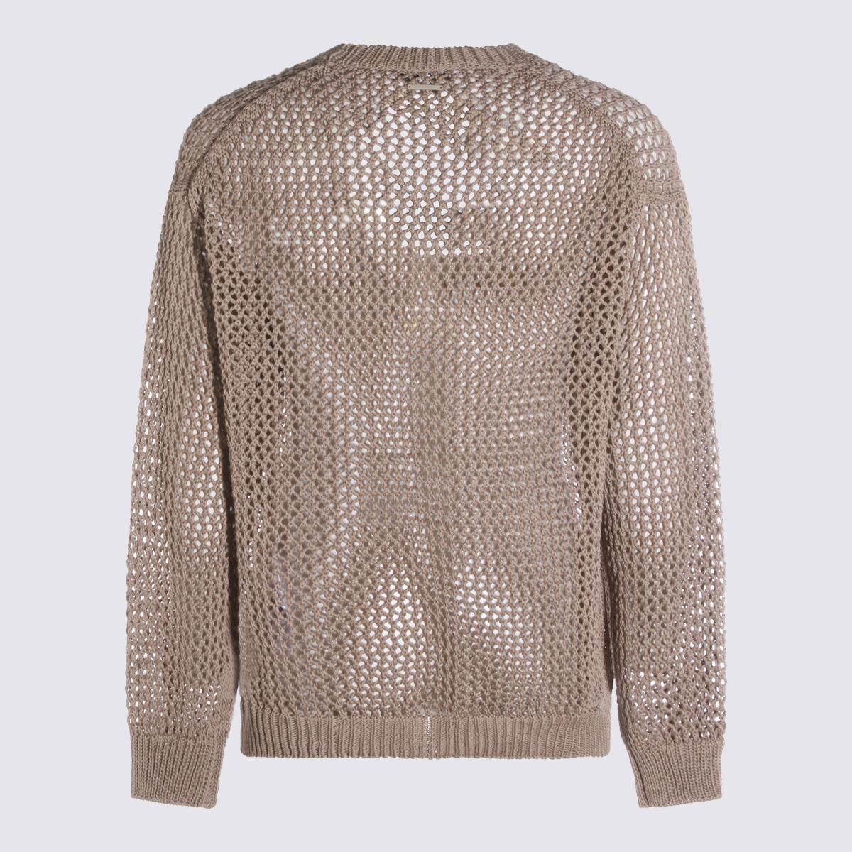 Maison Kitsune Cotton Blend Crewneck Knit Sweater for Men Navy