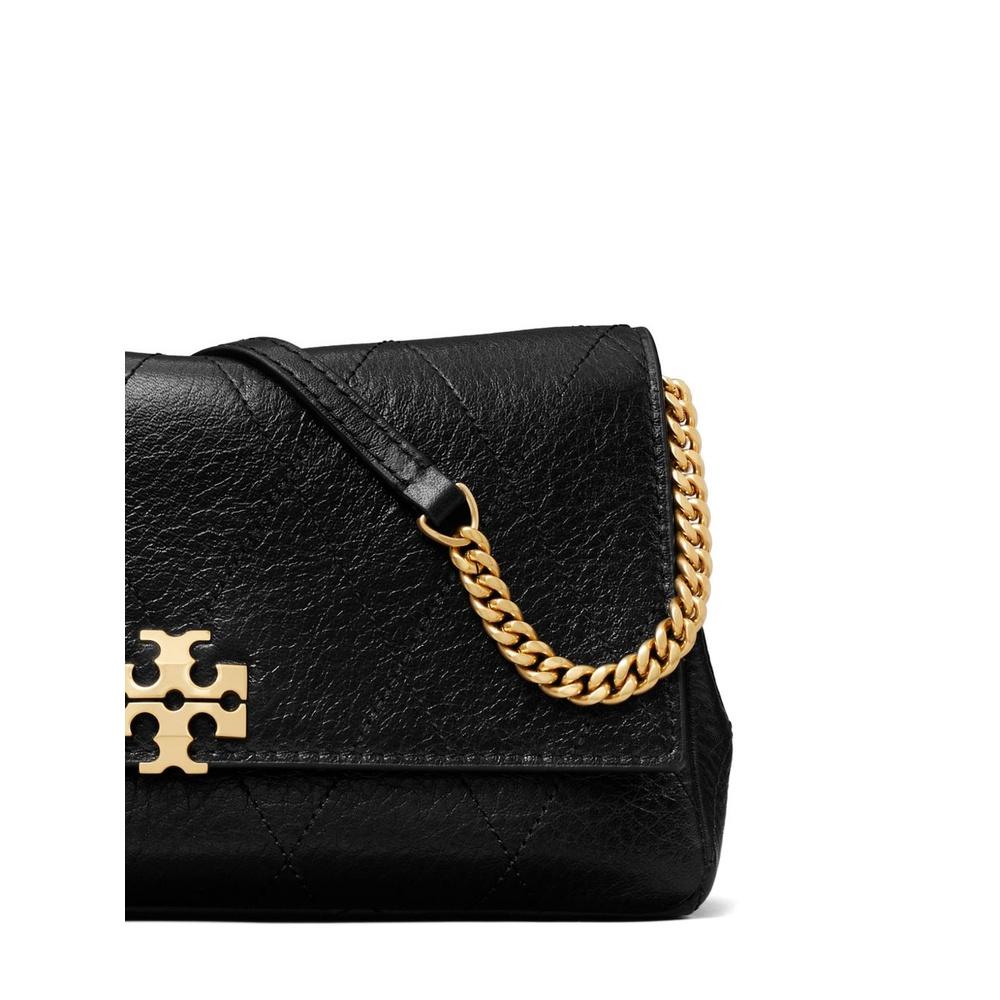 Tory Burch Charlie Chain Wallet Crossbody Bag Black Leather