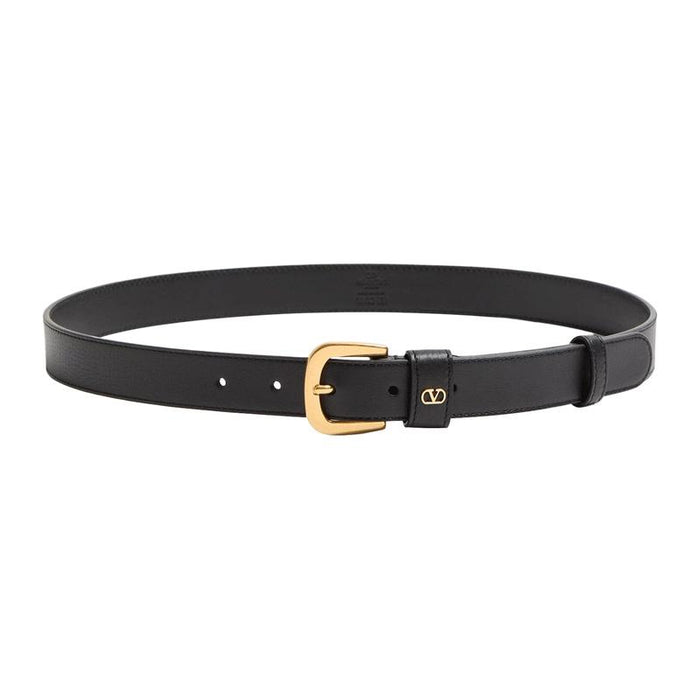 VALENTINO Mini Logo Leather Belt Black Men's