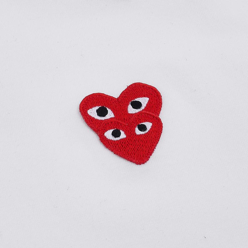 Comme des Garcons Unisex Double Heart Patch T-Shirt AZ T292 051 WHITE