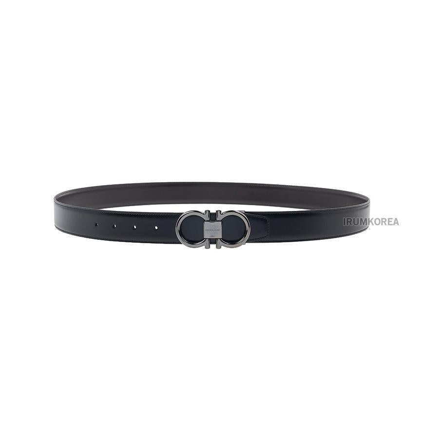 Ferragamo Men’s Adjustable Gancini Leather Belt 67 9938 NERO HICKORY 0694531