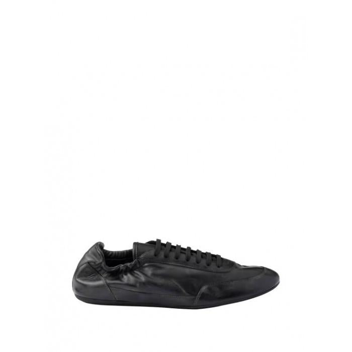PRADA Men's Black Leather Low-Top Sneakers