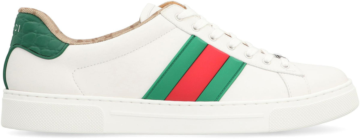 GUCCI White Leather Low-Top Sneakers
