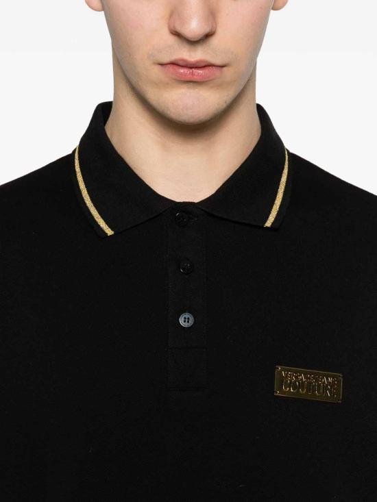 Versace Classic Cotton Polo Shirt for Men 80GAGT05 CJ01T G89 BLACK GOLD DOM