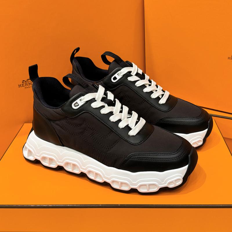 HERMES Black White Impulse Sneakers with Chaine d’Ancre Outsole