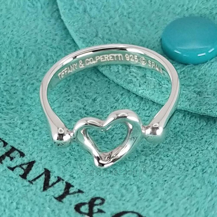 Tiffany & Co Open Heart Ring Sterling Silver 925 Adjustable Size