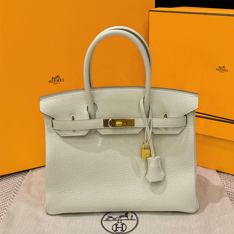 HERMES Togo Leather Birkin Bag Mushroom Color 30 Tote Unisex