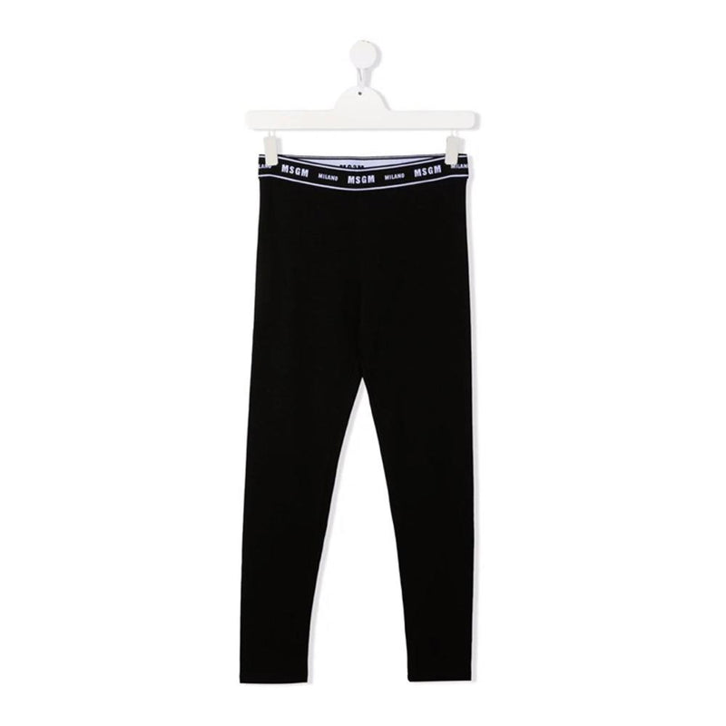 MSGM Kids Women Logo Band Black Leggings Classic Pants