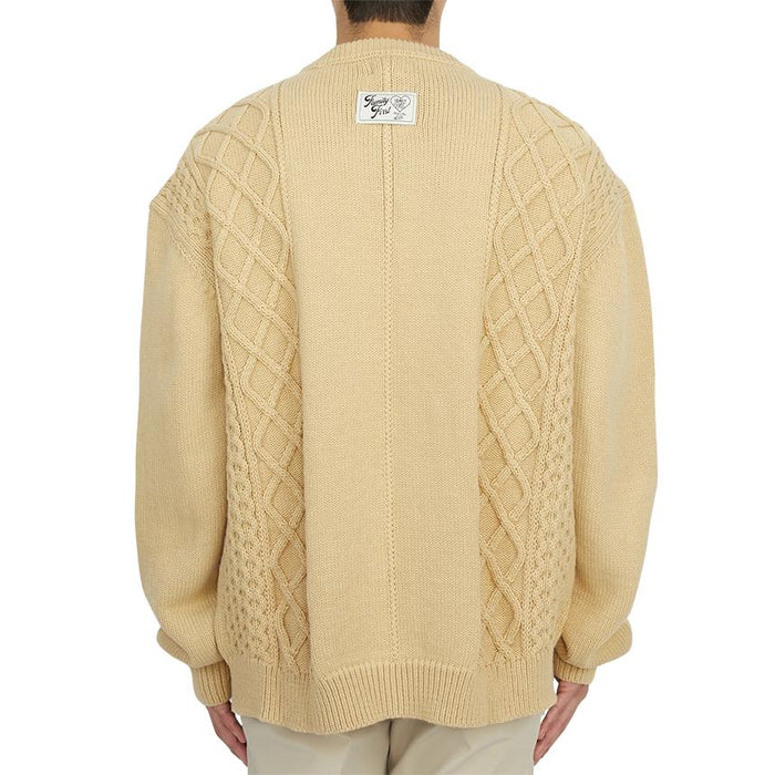 FAMILY FIRST Braid Knit Crewneck Sweater for Men