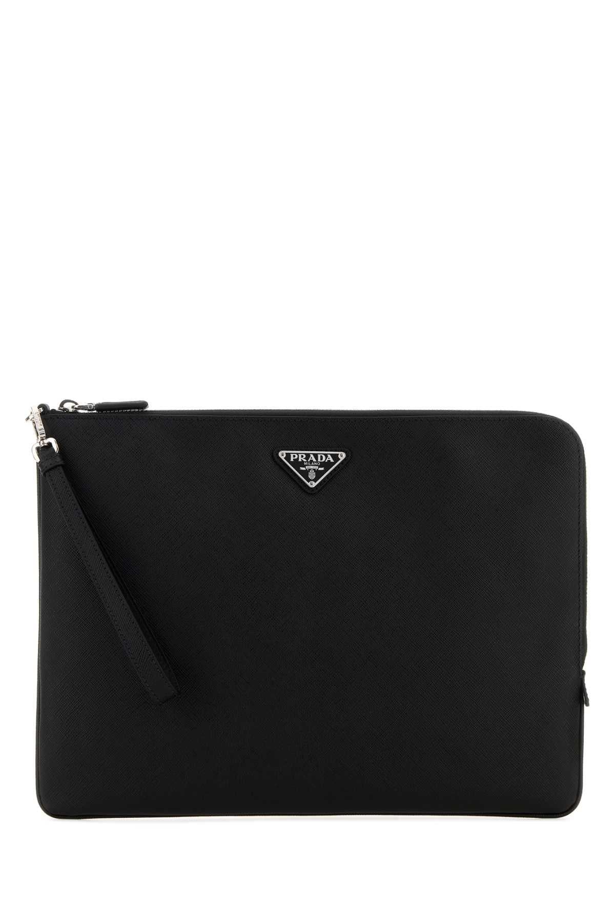 PRADA Black Nylon Zipper Pouch