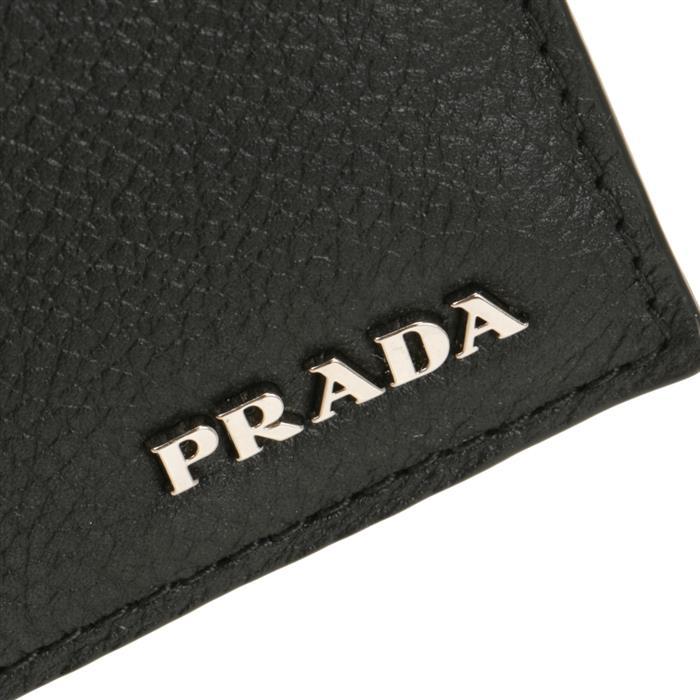 PRADA Vitello Leather Card Holder Black Wallet