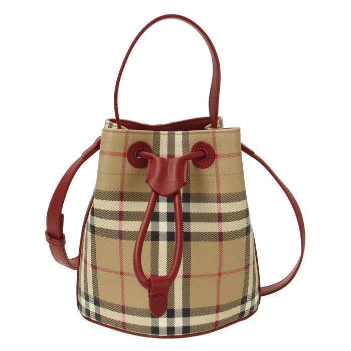BURBERRY Mini Check Bucket Bag Tote