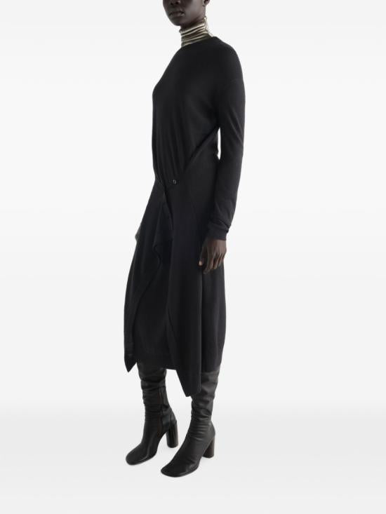 Lemaire Merino Wool Button Midi Dress Black