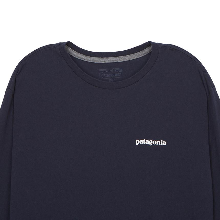 patagonia P-6 Long Sleeve T-Shirt Mens Navy Cotton Sweatshirt