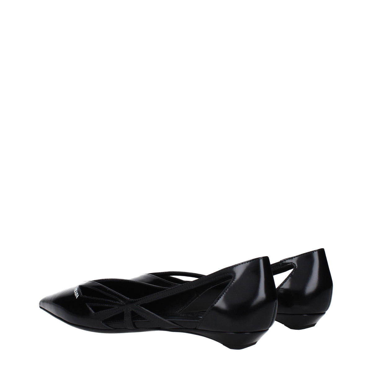 PRADA Black Leather Flat Shoes