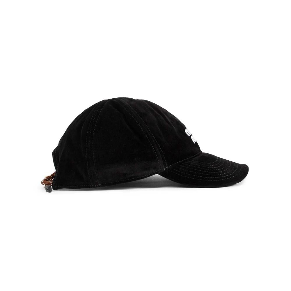 Miu Miu Logo Embroidered Velvet Baseball Cap Black