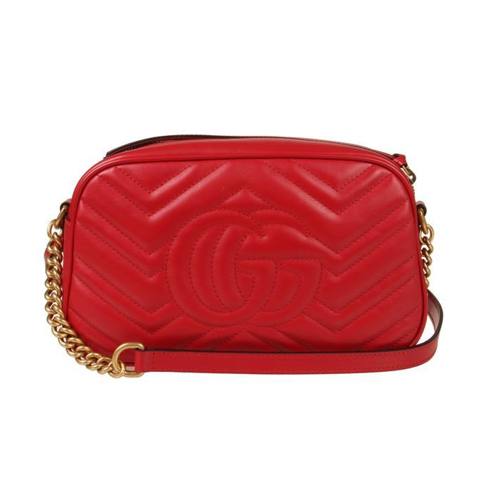 GUCCI GG Marmont Small Shoulder Bag Crossbody Pink Leather